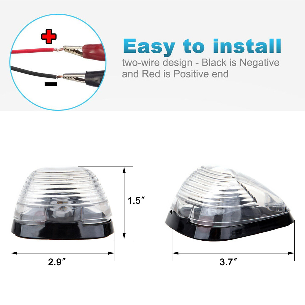 5Pcs Clear Lens White LED Cab Roof Marker Lights For Ford F-250 E-350 Super Duty