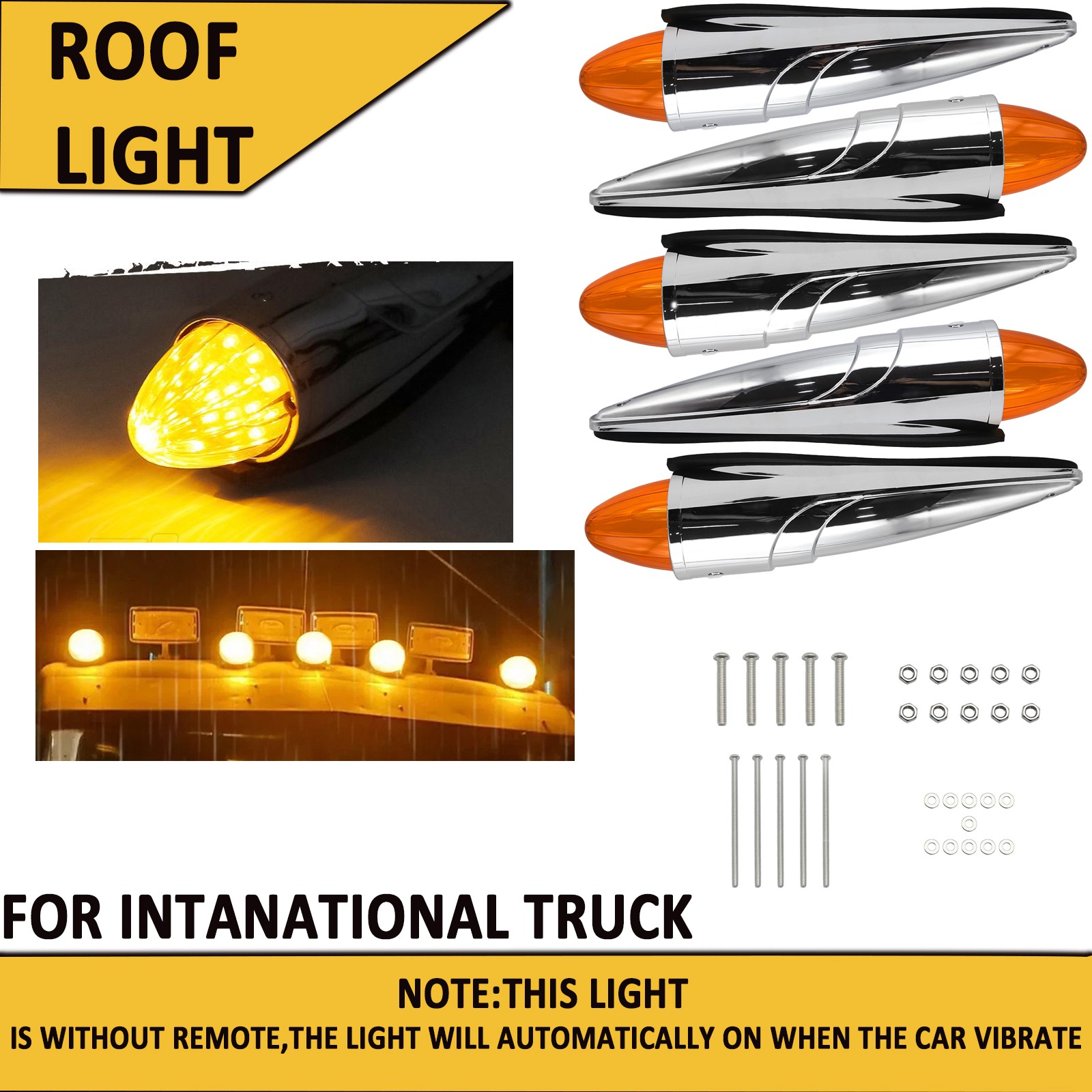 Fit Kenworth Peterbilt 5x 17 LED Amber Torpedo Cab Marker Roof Running Top Light