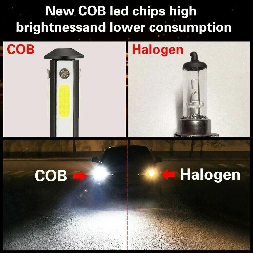 4-Sides H11/H9/H8 LED Headlight High/Low Beam Bulbs Super Bright 6500K 3600000LM