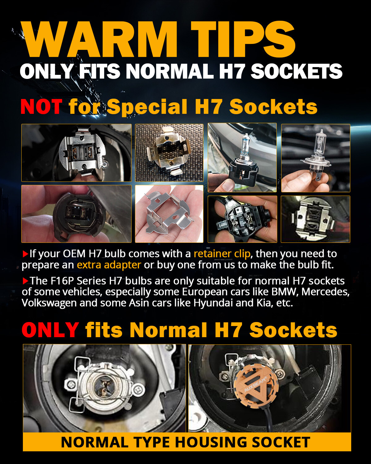 AUXBEAM H7 LED Headlight Bulbs High/Low Beam 6000K 18000LM Super Bright CANbus