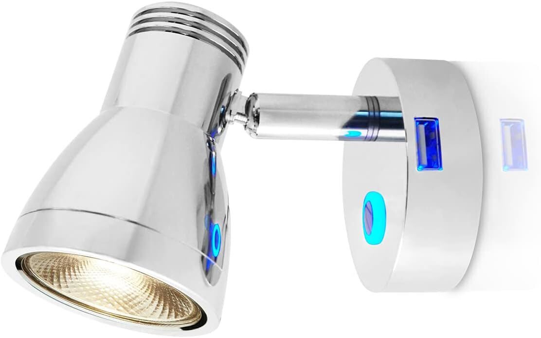 Adjustable Dimmable LED Reading Light – 12V-24V DC & USB Port for Vehicles, Boat