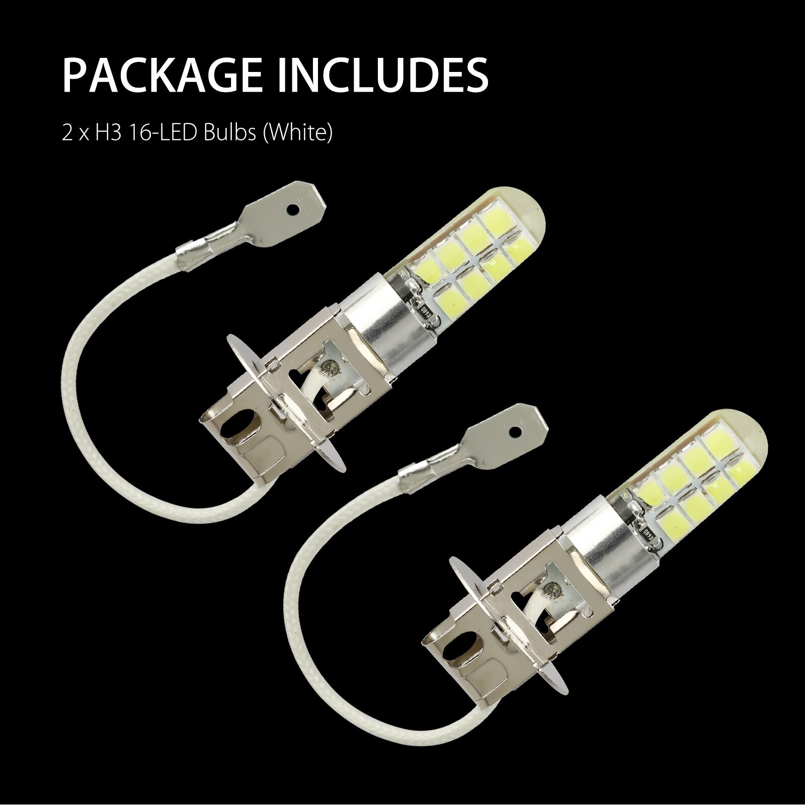 2PCS H3 16-SMD LED Fog Driving Light Bulbs Conversion Kit DRL 6000K Bright White
