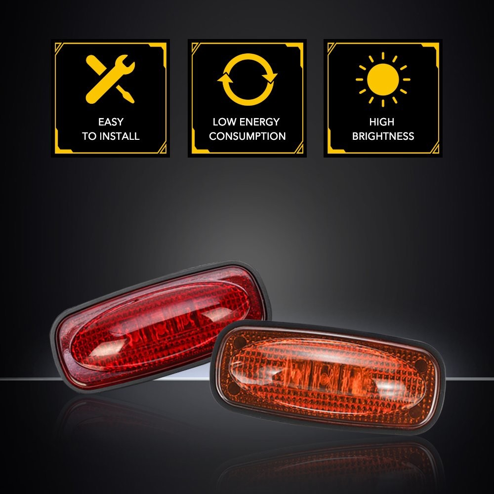 Fit 2010-2018 Ram 2500HD 3500HD Dually LED Rear Fender Side Marker Lights 4PC ED