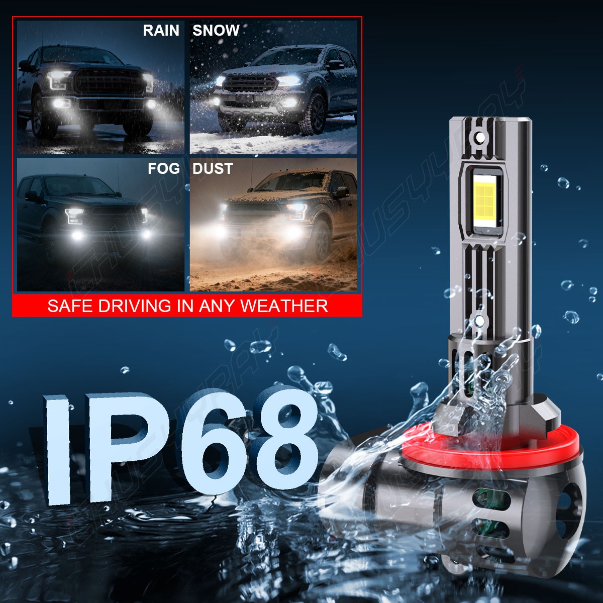 2Pcs 881 H27W/2 70W 8000LM White 6000K LED Fog Light Running Bulbs Super Bright