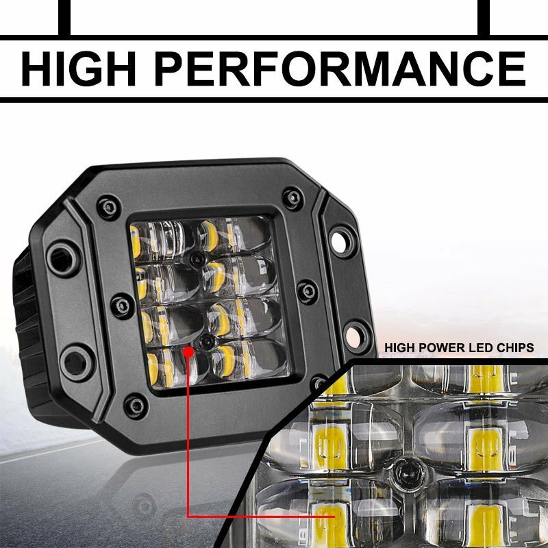 2x 5″ Flush Mount 160W LED Work Light Bar Rear Bumper Reverse 4-Row Spot Driving