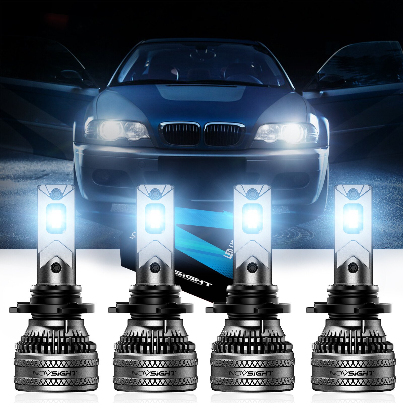 NOVSIGHT 9005 9006 HB3 HB4 LED Headlight Bulbs High Low Beam 6500K 60000LM 200W