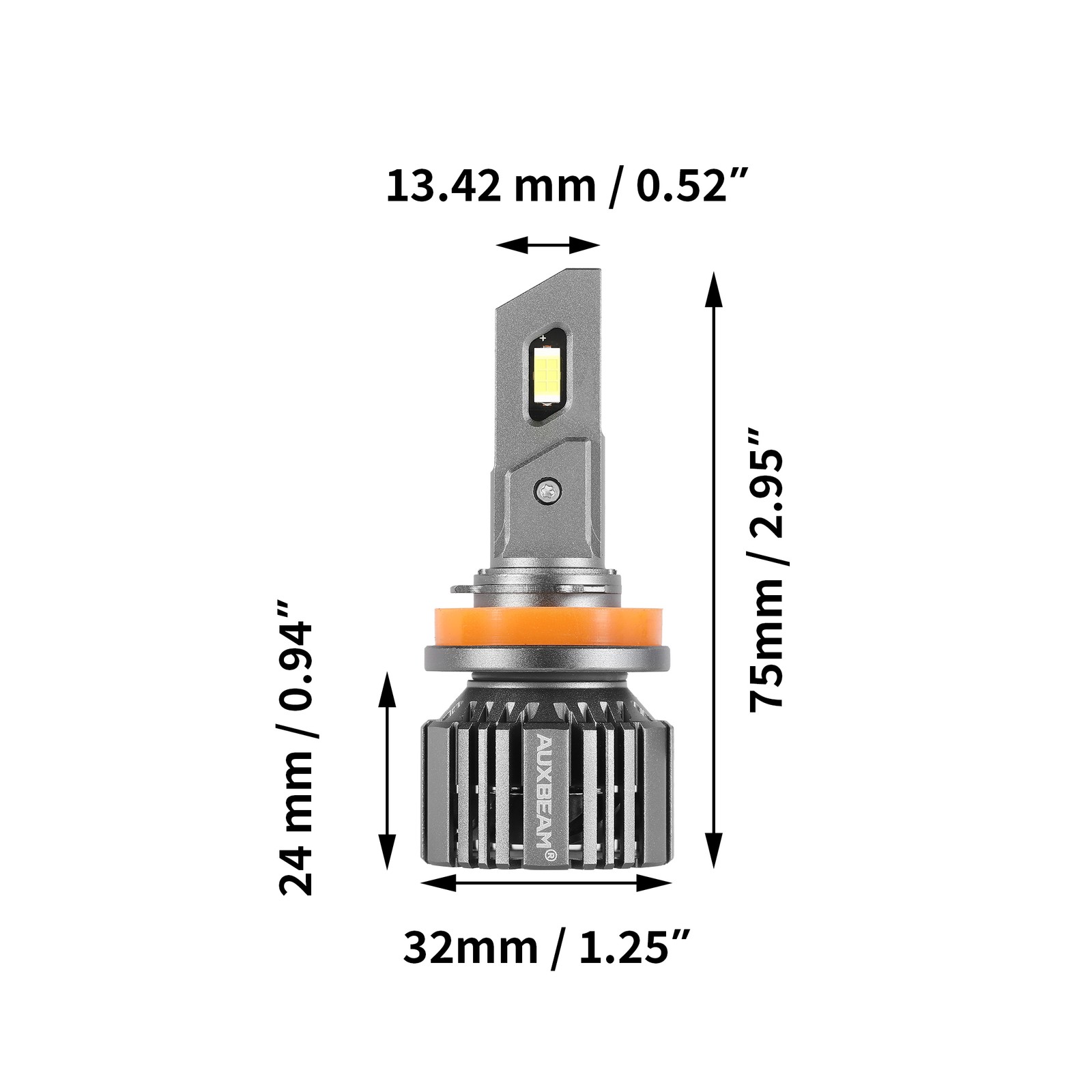 AUXBEAM H9 H11 LED Headlight Bulbs High/Low Beam Kit Super White Bright 25000LM
