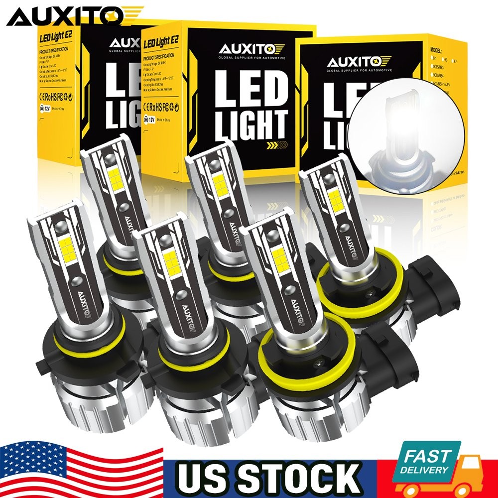 AUXITO 6X 9005 + 9006 + H11 LED Headlight Combo High Low Beam Fog Light 240000LM