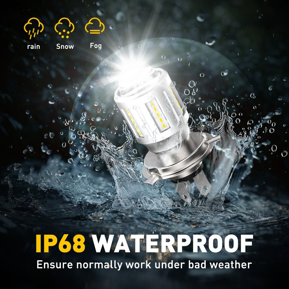 For Motorcycle H4 White Yellow Dual Color LED Hi/Low Beam Bulb Bright Headlight