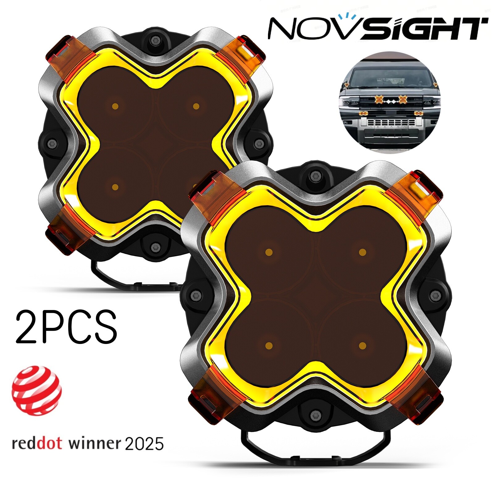 NOVSIGHT HALO Series 6″ LED Work Light Pod Off Road Spotlight Flood Combo Beam