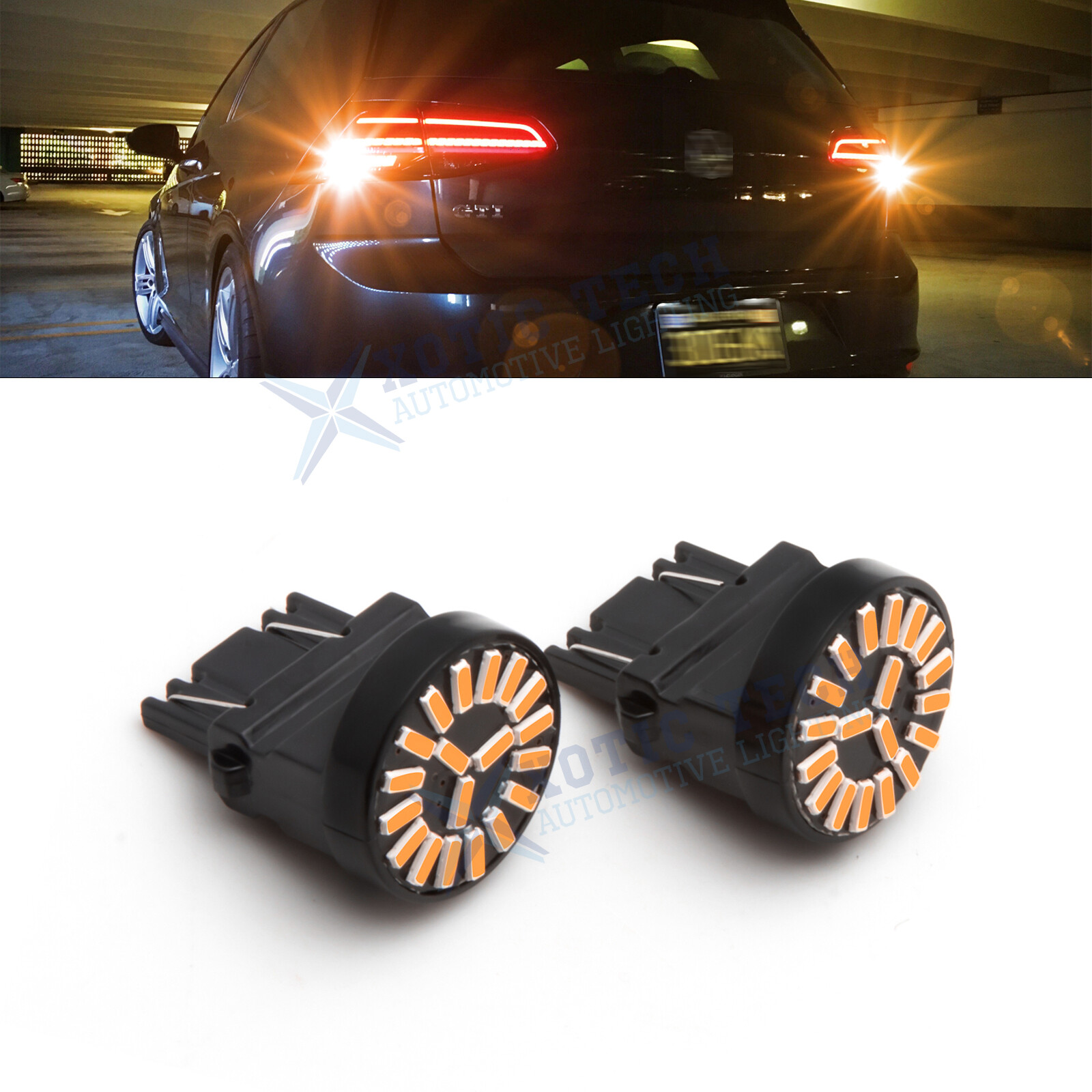 3000K Amber LED 3157 3156 Turn Signal Side Marker Light Bulbs Replacement 2PCS