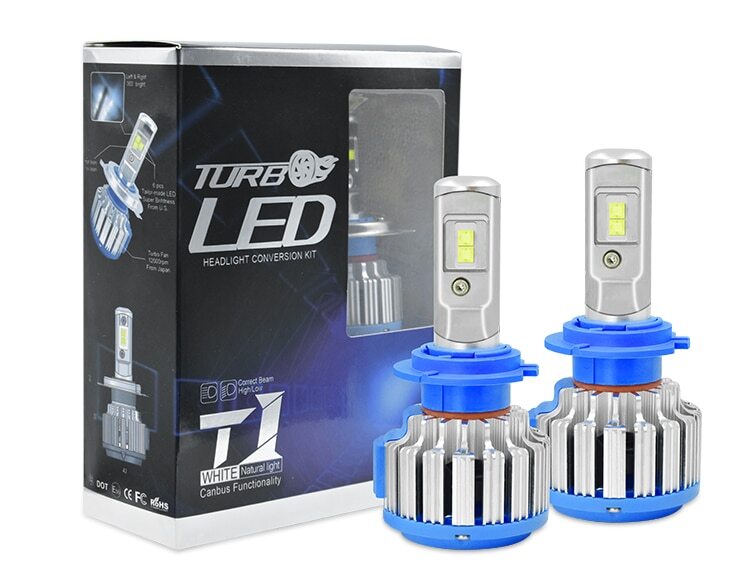 2Pcs T1 9006 HB4 Turbo LED Headlight T1 Car Light Bulb 6000K Canbus Head Lights
