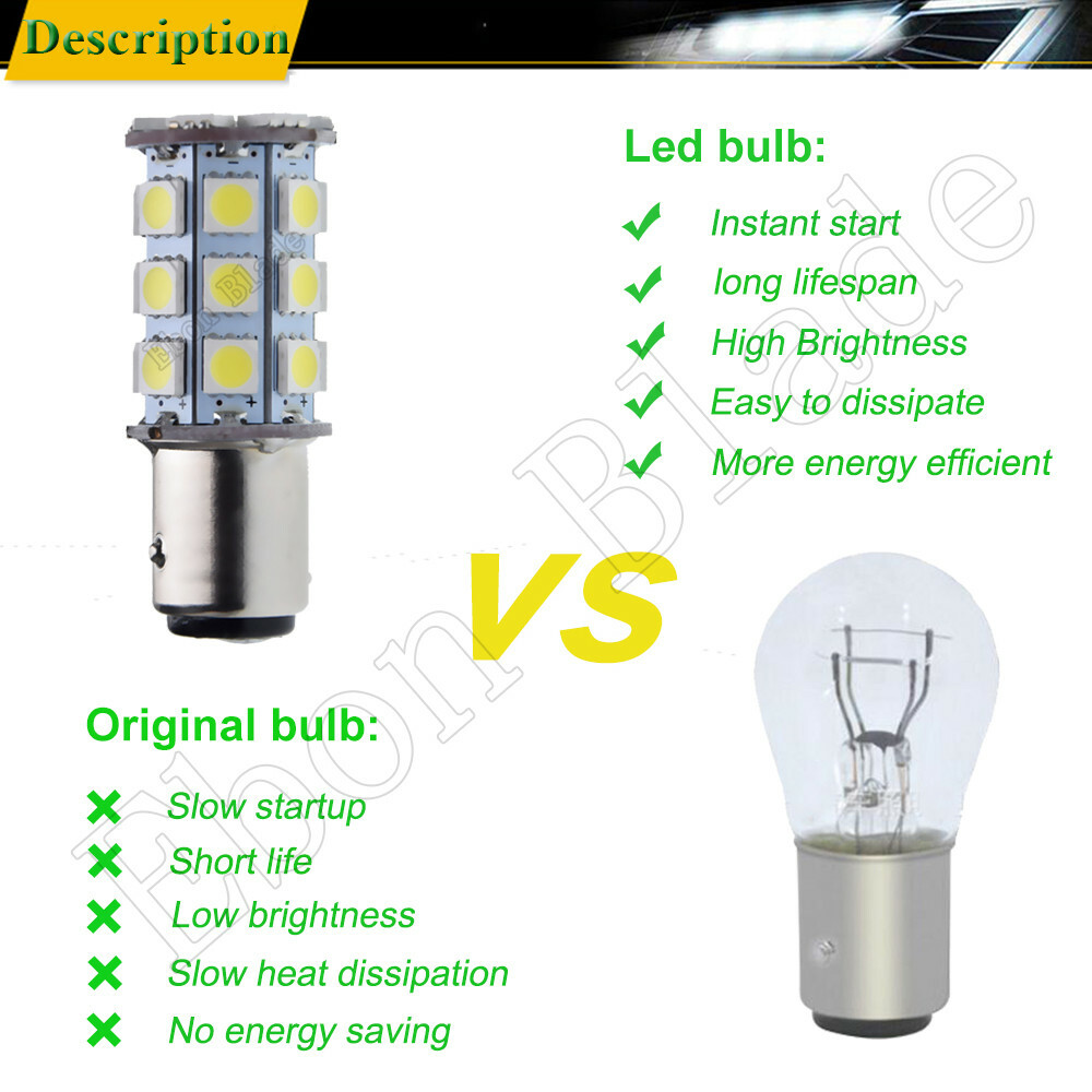 2 x 6V 6 Volt LED BA15D 1142 LIGHT GLOBE WHITE 27 SMD Caravan Car Auto Indicator
