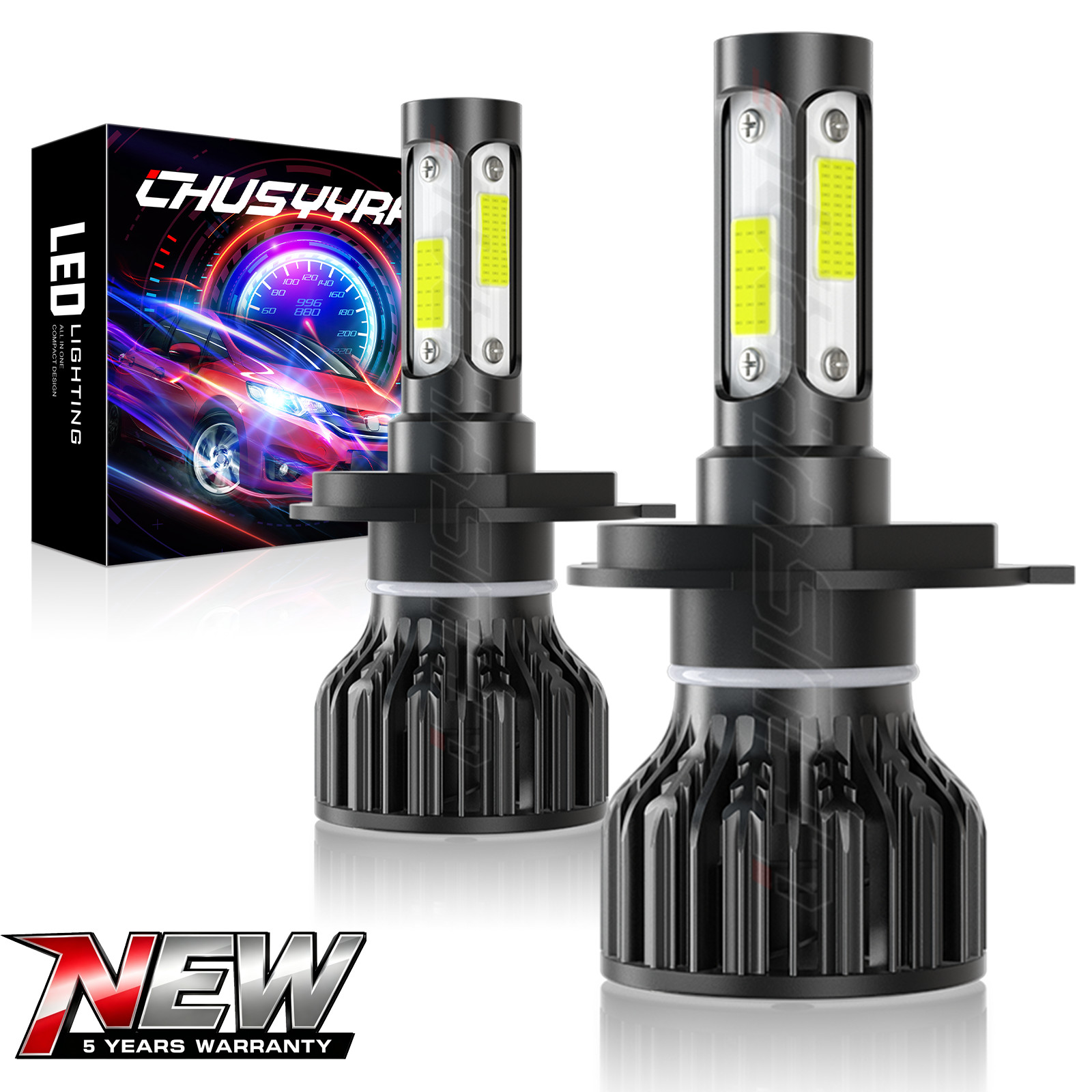 9003 H4 LED Headlight Bulbs Kit 50W 60000LM Hi/Lo Beam Super Bright White