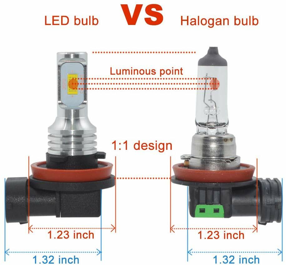 Bright H11 LED Headlight Bulbs Kit for Chevy Traverse 2009-2017 Low Beam 6000K