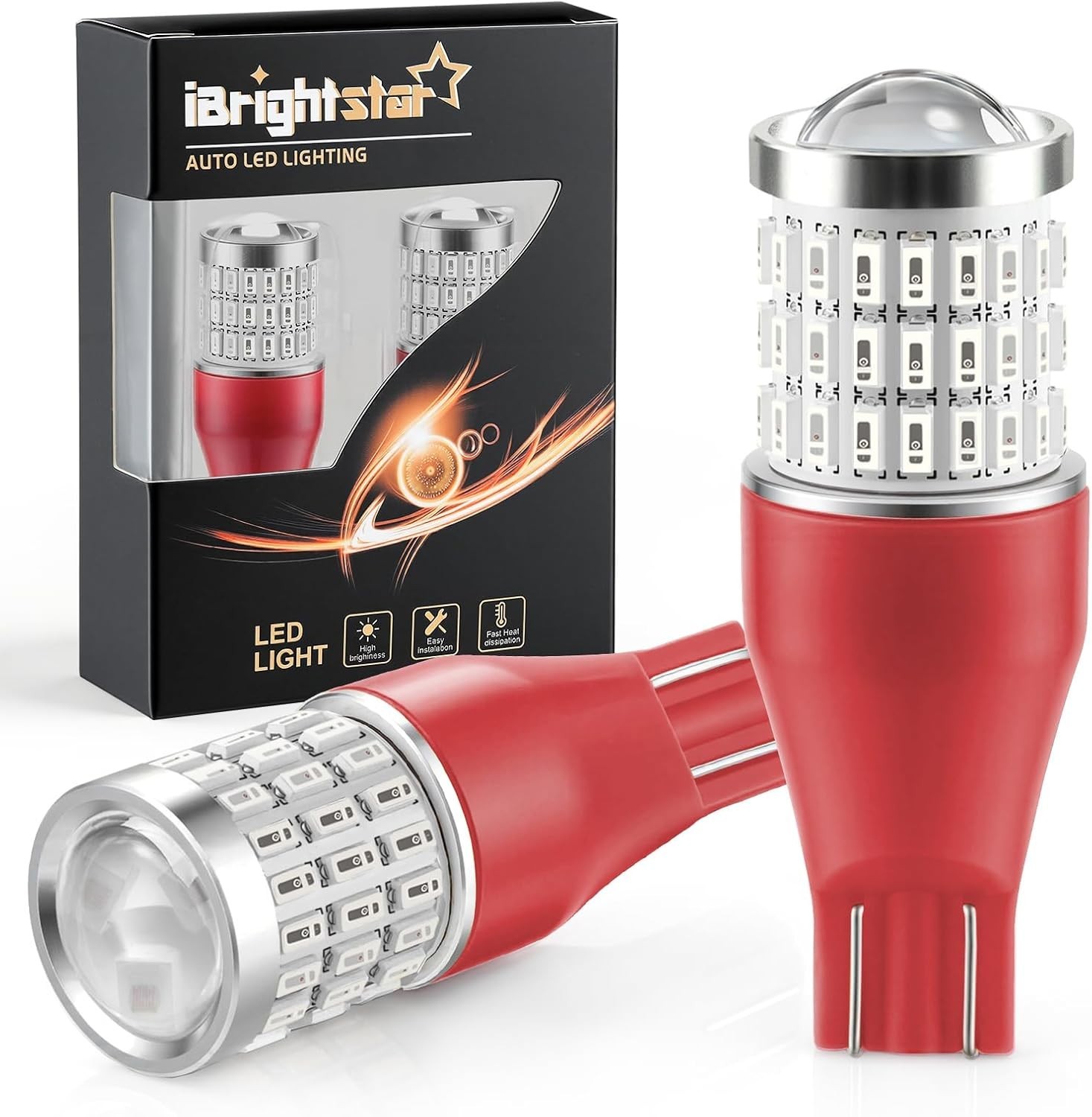 Long Life 921 LED Bulbs Red, 2-Pack for High Mount Stop Lights – 50000 Hours