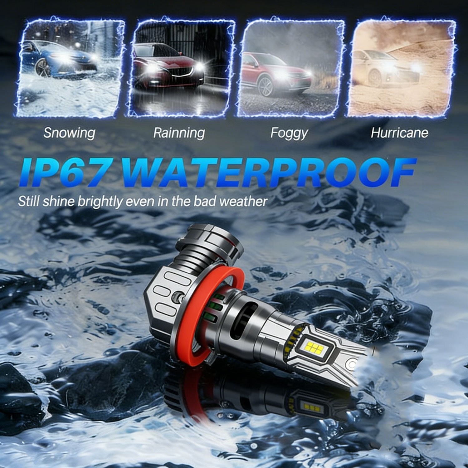 FISONA H11 LED Headlight Kit Low Beam Bulb 6000K Super Bright White 100W 80000LM