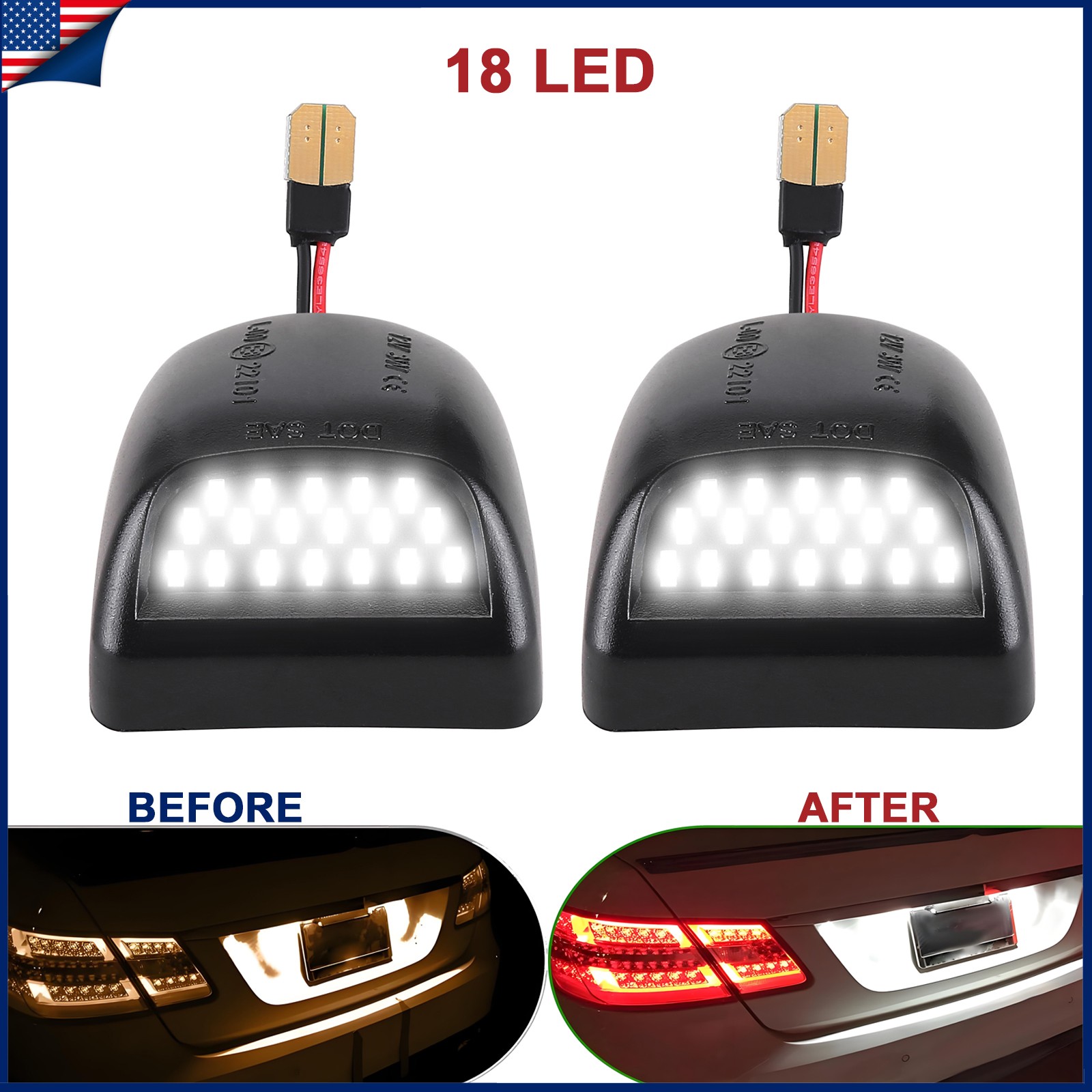 2pcs 12V Car License Plate Lights 18 LED for Chevrolet Pickup GMC 22794700