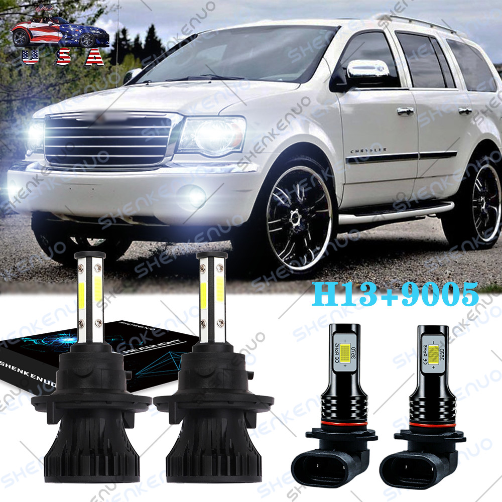 For Chrysler Aspen 2007-2009 Combo 9008 H13 9145 LED Headlight Fog Light 4 Bulbs