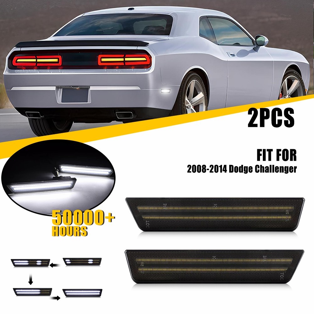 Cold White LED Rear Side Bumper Marker Signal Lamps For Dodge 08-14 Challenger A