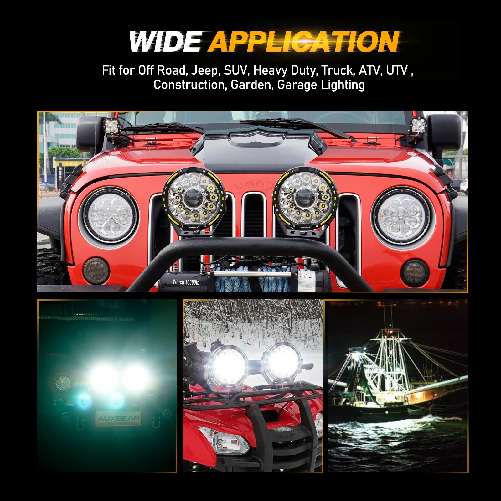 AUXBEAM 4x 360-PRO 720W 7″INCH LED Work Lights Pods Offroad Driving ATV UTV 4WD