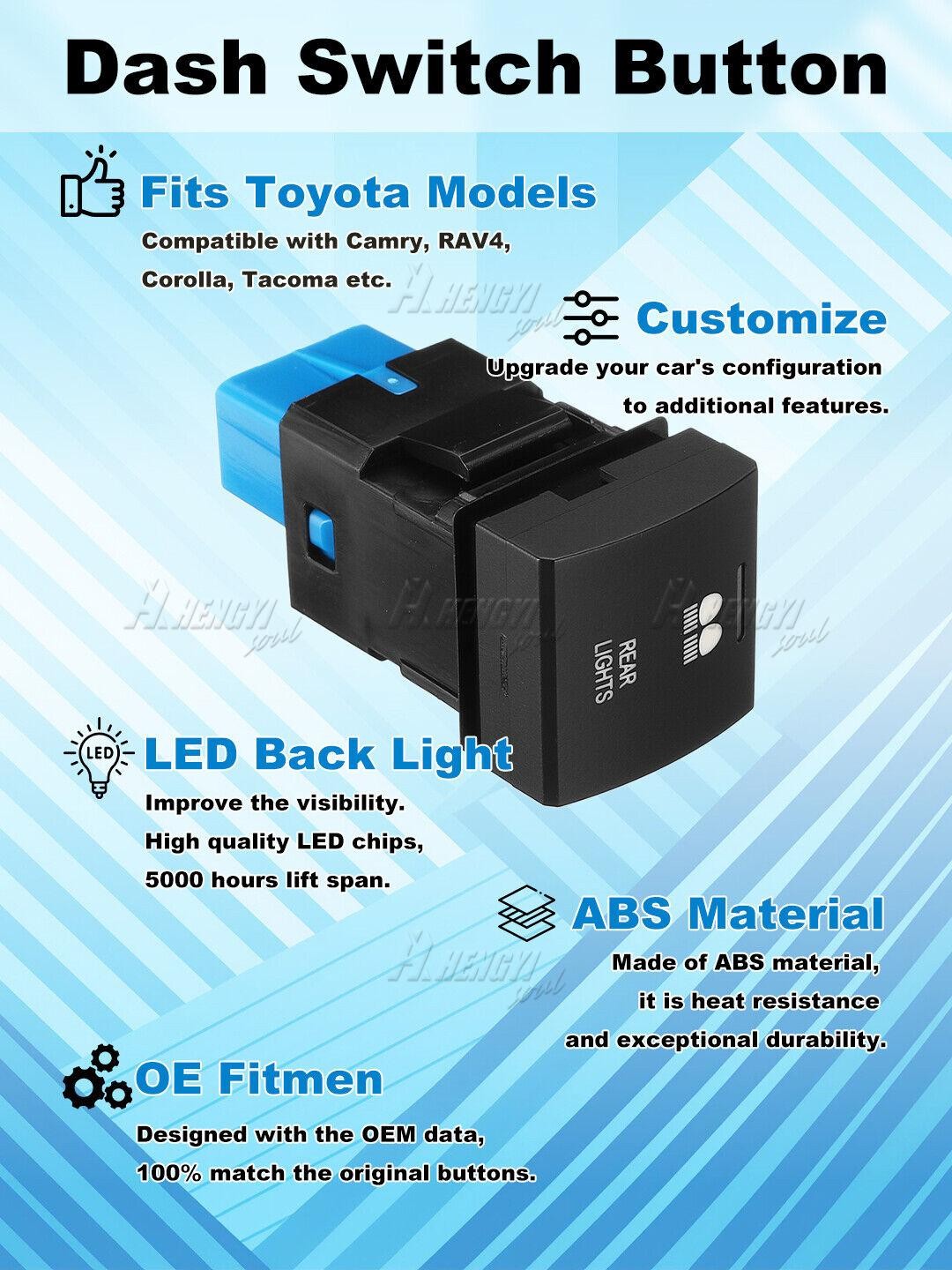 ON-OFF Light Bar Spot Blank Light Dashboard Dash Push Button Switch For Toyota