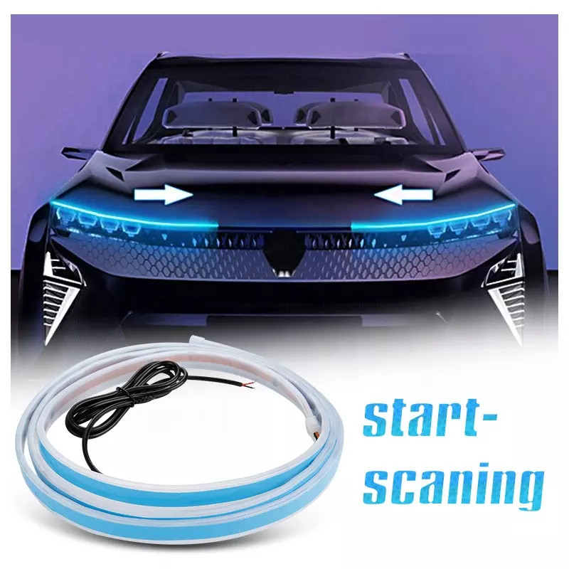 Flowing Car LED DRL Hood Light Strip Engine Cover Daytime Running Light 180CM