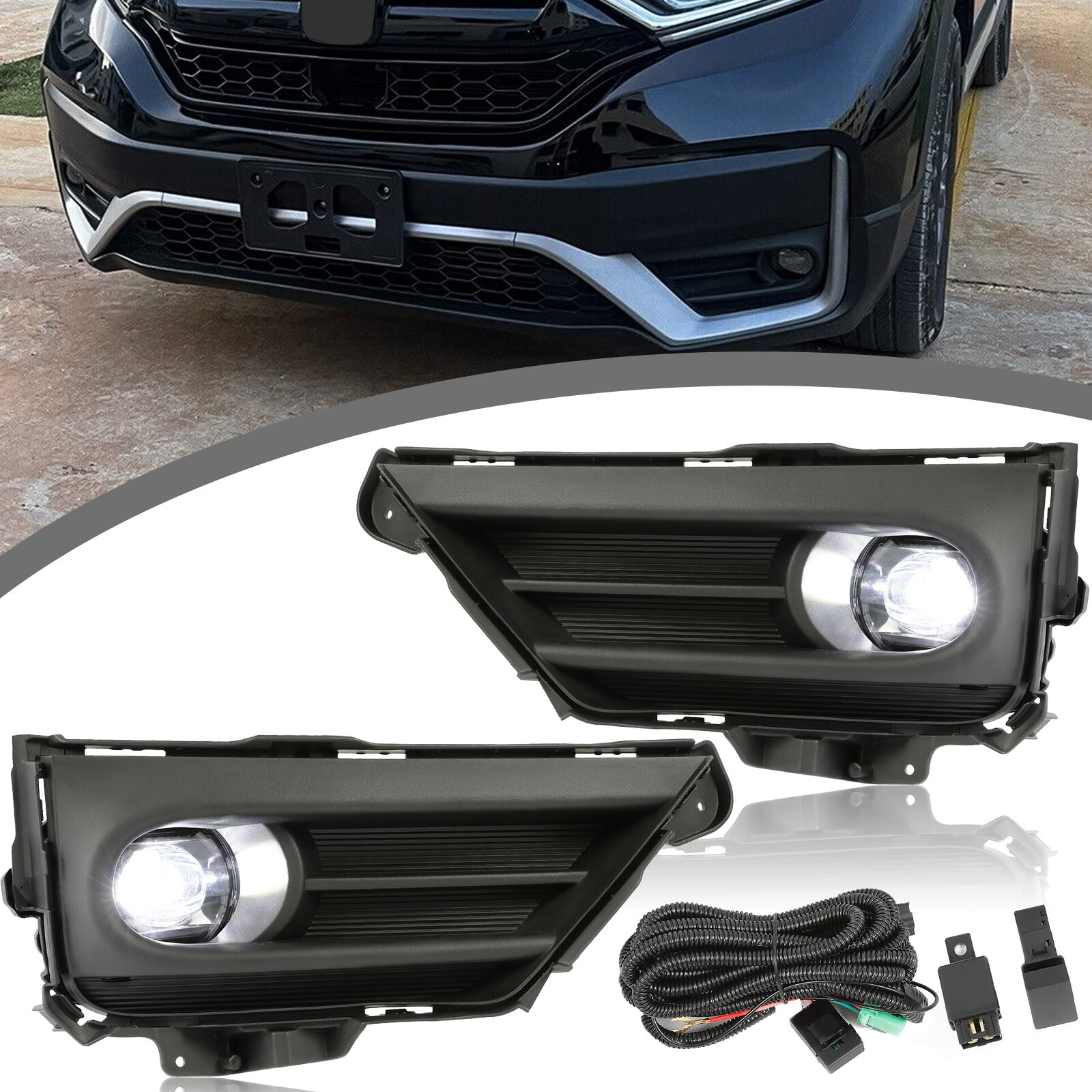 LED Bumper Fog Lights Lamps w/ Switch+Wiring Pair For Honda CRV 2020 2021 2022