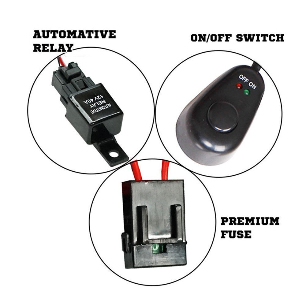 Wiring Harness Kit Fuse ON OFF Switch Relay For LED Fog Work Light Bar 12V 40A