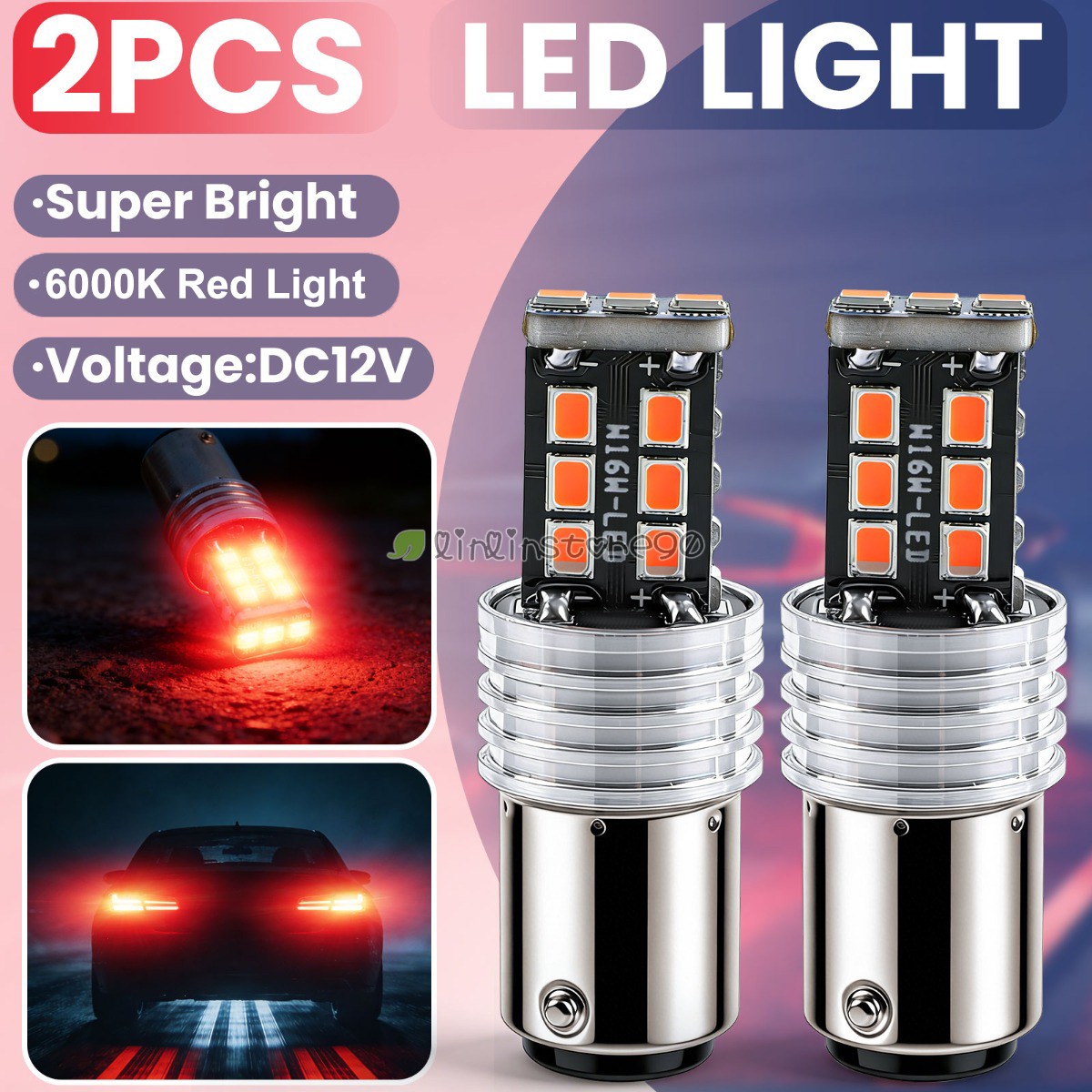 2PCS 1157 15LED Red Brake Stop Tail Parking Light Bulb Super Bright Steady Light