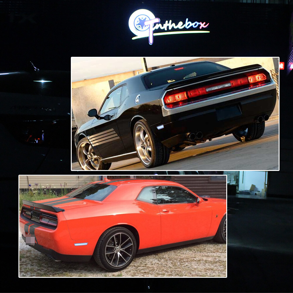 For 08-14 Dodge Challenger Clear Lens Ice Blue Full LED Rear Side Marker Lights