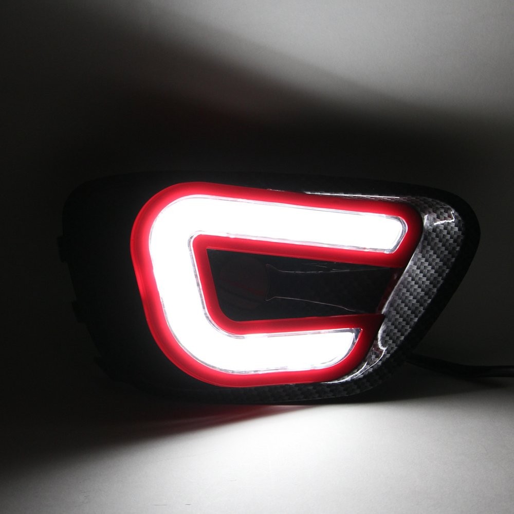 LED DRL Daytime Running Light Carbon Fiber Pattern Lamp For Jeep Compass W Turn
