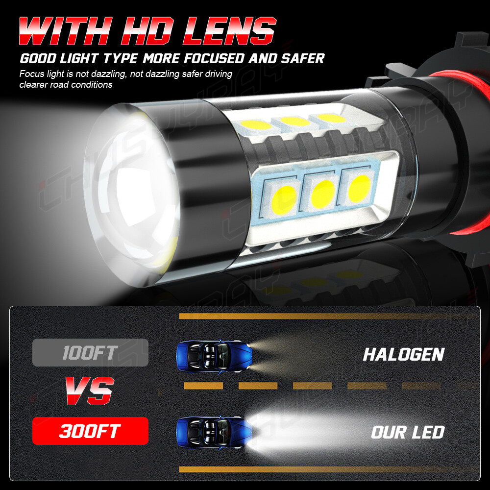 9012 5202 LED Headlight + Fog Light Bulb Combo 6000K for Jeep Cherokee 2014 2015
