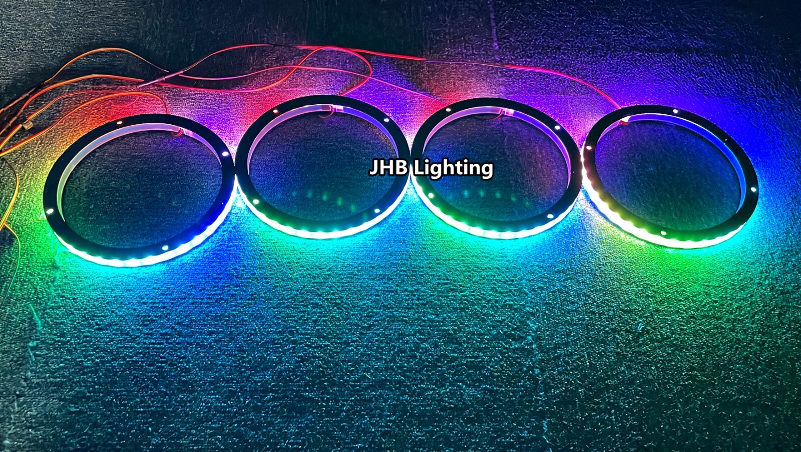 JHB 4PCS 6.5″RGB Multicolor CHASING Flow LED 1/2″Spacer Car Speaker Rings Lights