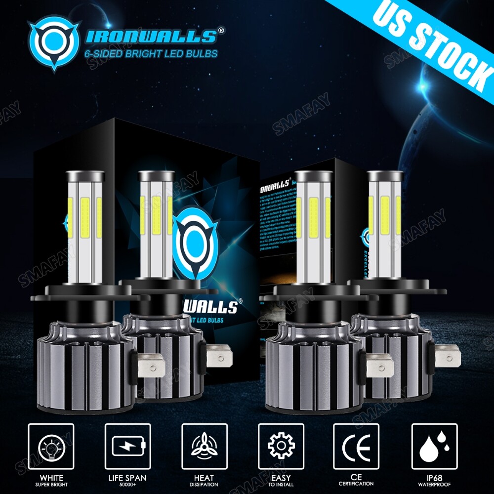 6-Sides H7 H7 LED Headlight High Low Beam White For Volkswagen Tiguan 2018-2024