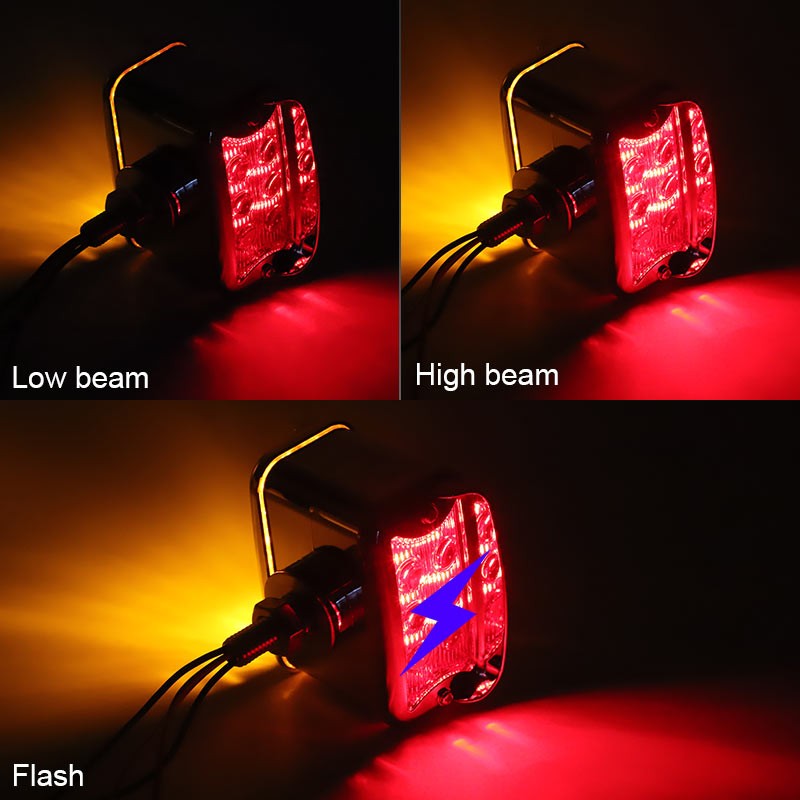 2X 57 LED Red/Amber Fender Semi Truck Pedestal Lights Turn Signal Tail Dual Face