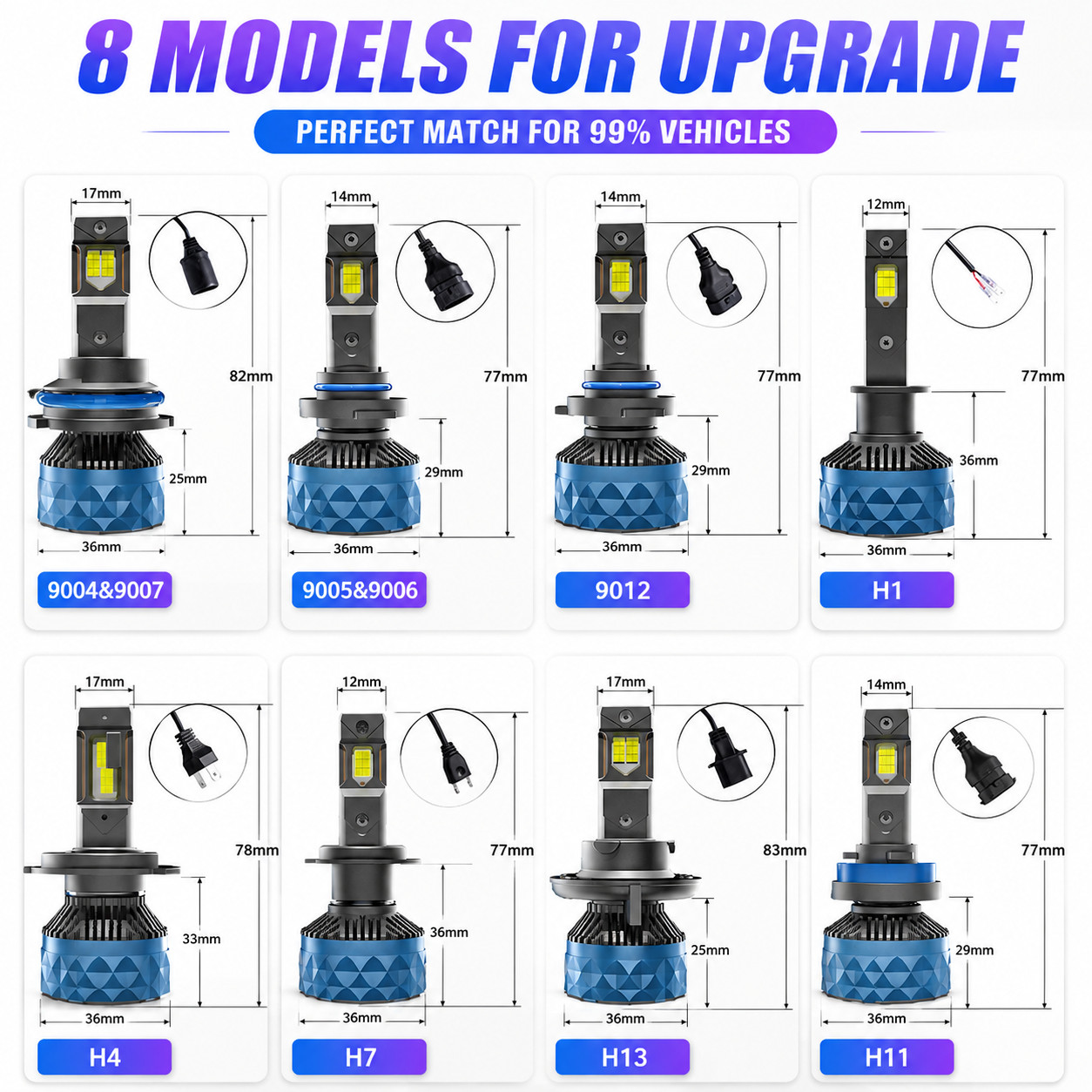 X-7SEVEN H1 LED Headlights Bulbs Conversion Kit High/Low Beam Super Bright White