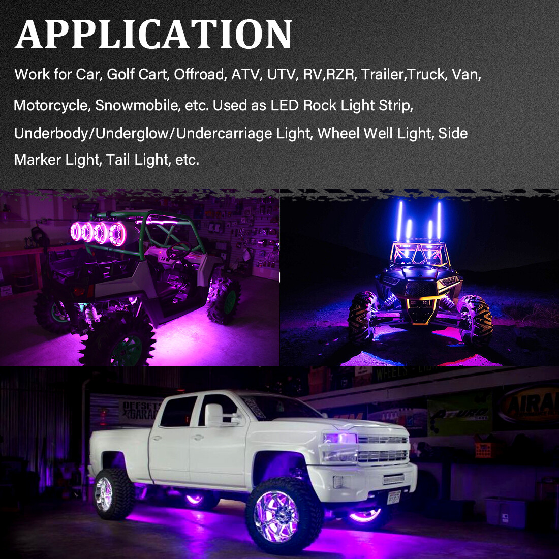Purple LED Rock Light 20 Pods Lights For JEEP Off Road Truck Car ATV Under Body