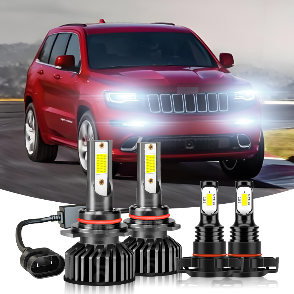 For 2014 2015 Jeep Cherokee 6000K 9012 LED Headlight + 5202 Fog Light Bulbs