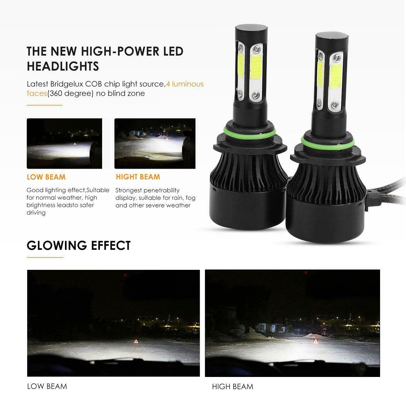 For Jeep Cherokee 2014-2015 LED Headlight & Fog Light Bulbs Combo Clear White