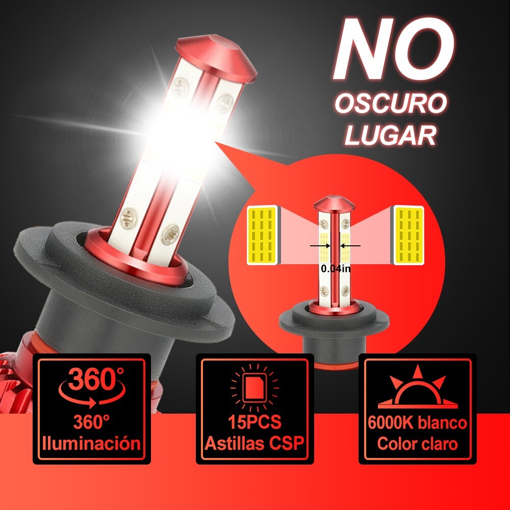 4 Sides H7 LED Headlight Bulb Kit High Low Beam 6500K White Super Bright 20000LM