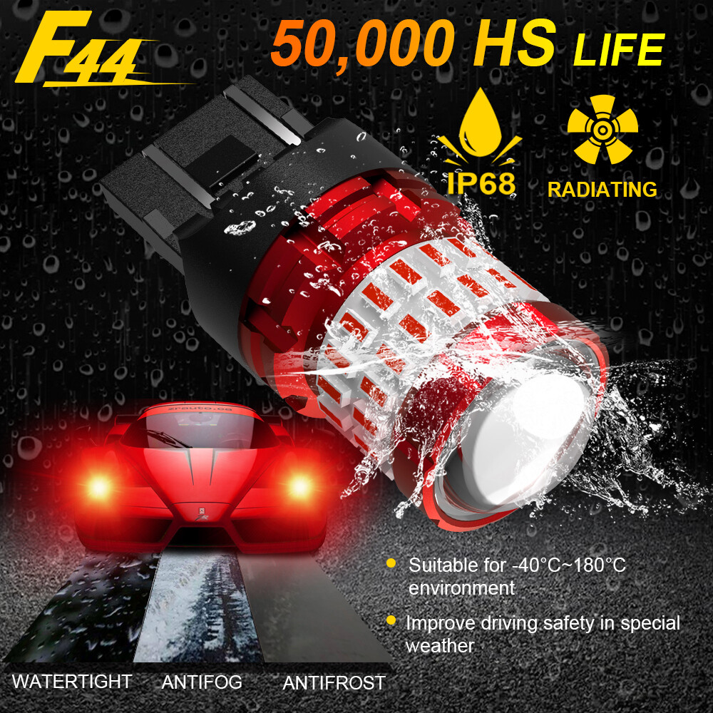7443 Red LED Flash Strobe Brake Tail Stop Light Bulbs For Toyota Camry Corolla