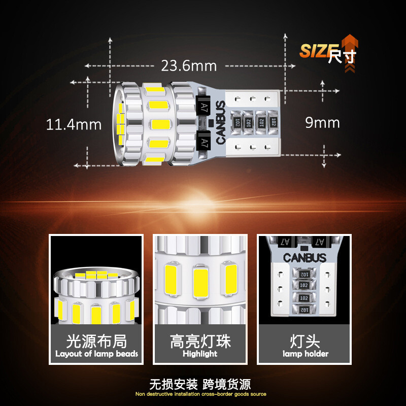 100pcs 194 LED Light Bulb 6000K White 168 2825 W5W T10 Wedge 18-SMD Car Dome Map