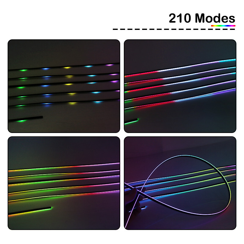 LED Light Strip Car Sunroof Atmosphere Lamp RGB Colorful Ambient Decoration 2Pcs