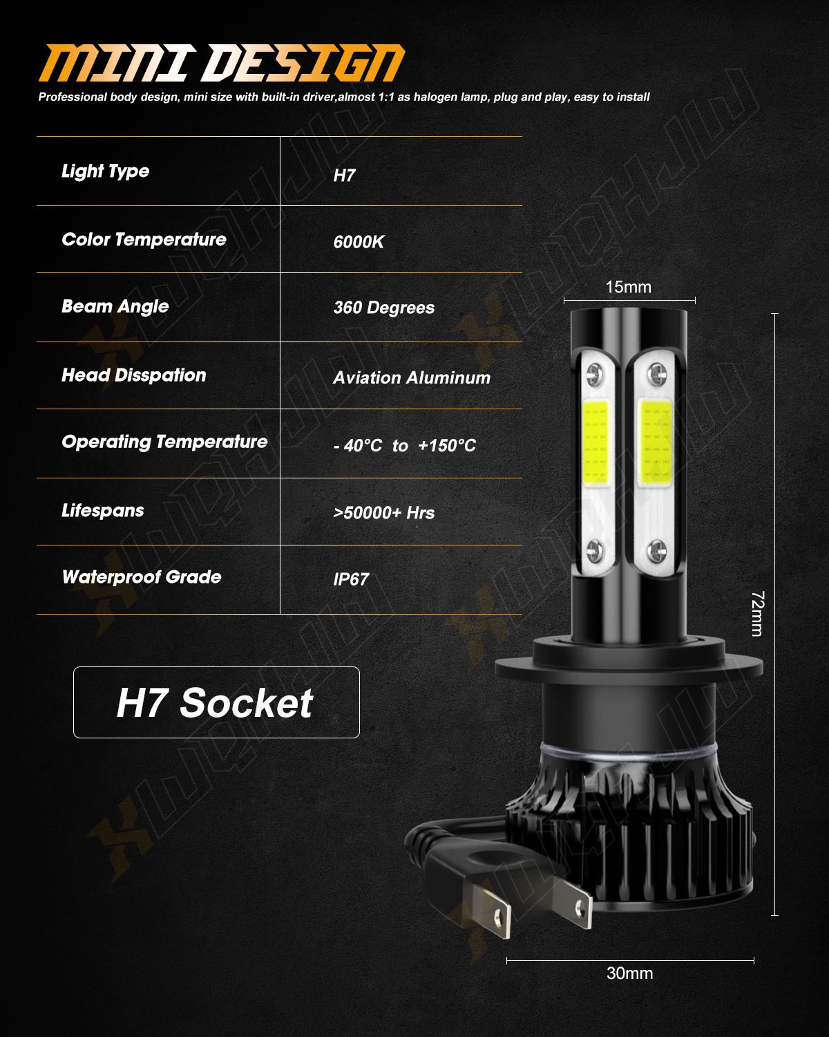 6000K Super Bright Combo LED Headlights H7 H7 H11 High+Low Beam+Fog Light Bulbs
