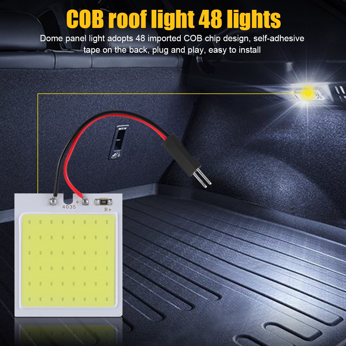 48SMD COB White Panel LED T10 Car Interior Panel Light 12V Dome Lamp Bulbs LOT