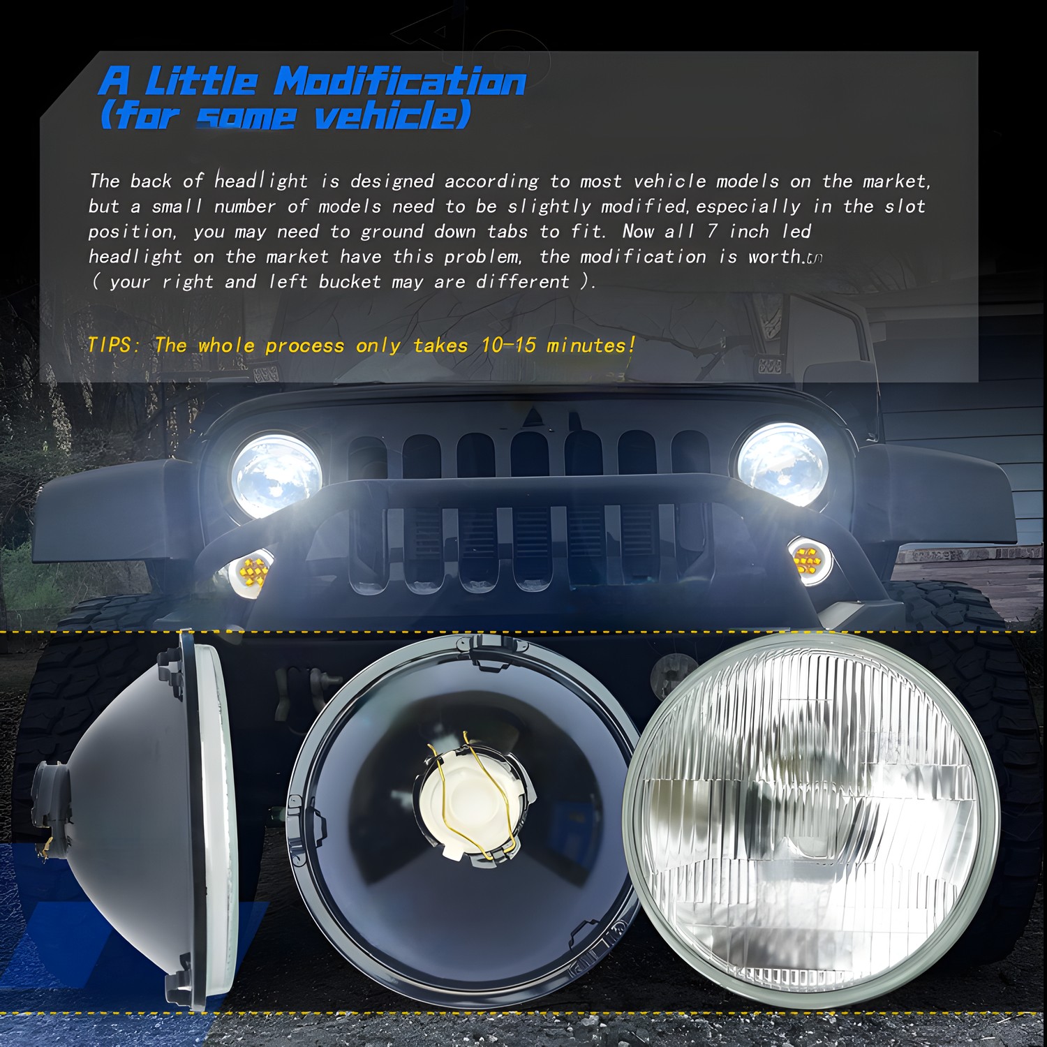 Pair 7″ Round LED Headlights Hi/Lo Beam For Chevy C10 C20 Pickup LUV Camaro Nova