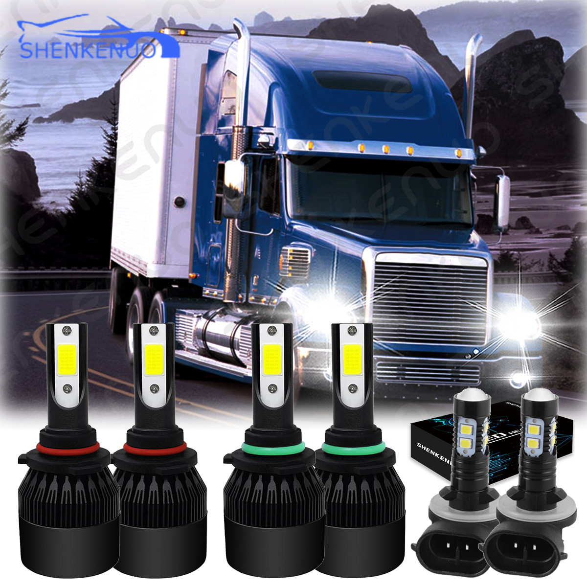 For Freightliner Coronado 03-18 – Front LED Headlight Hi/Lo+Fog Light Bulbs Kit