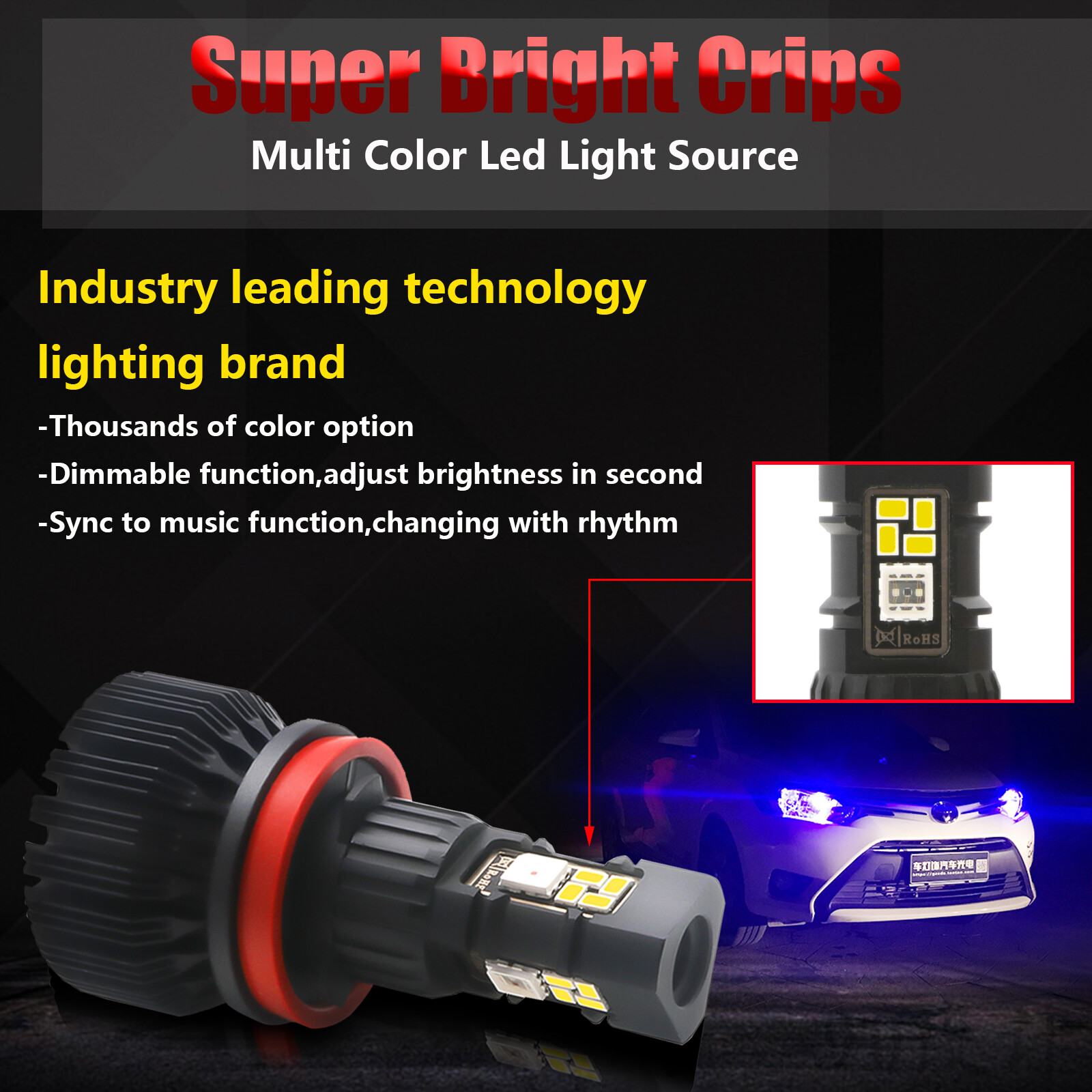 Multi-color Smart Phone Control 5202 H16 LED Decoration Bulbs Fit Chevrolet GMC