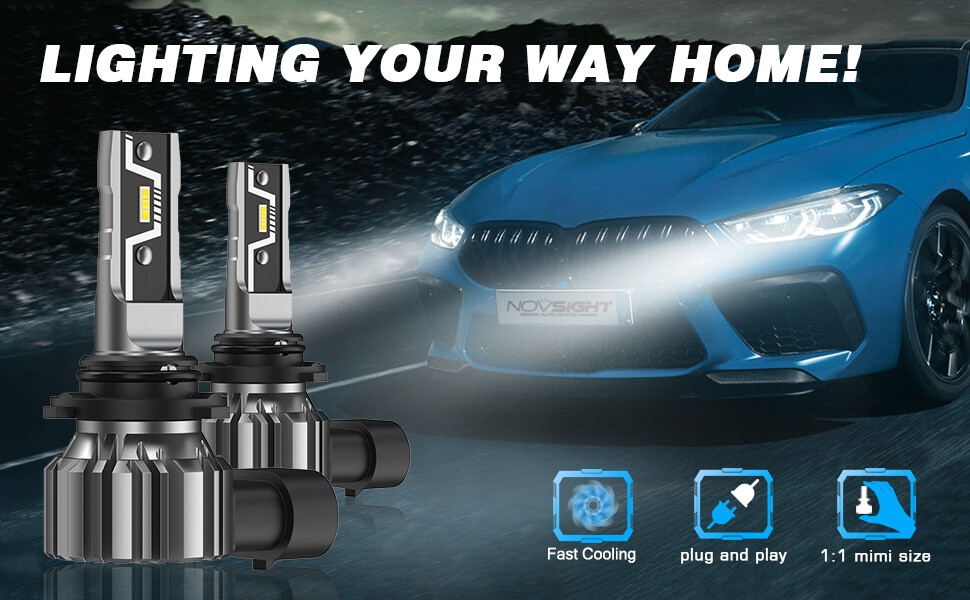 NOVSIGHT 9005 HB3 LED Headlight Bulb Conversion Kit High Beam White 10000LM 50W